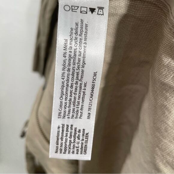 Eileen Fisher Anorak Hooded Jacket Organic Cotton Blend Khaki 1X Lightweight - Picture 14 of 14